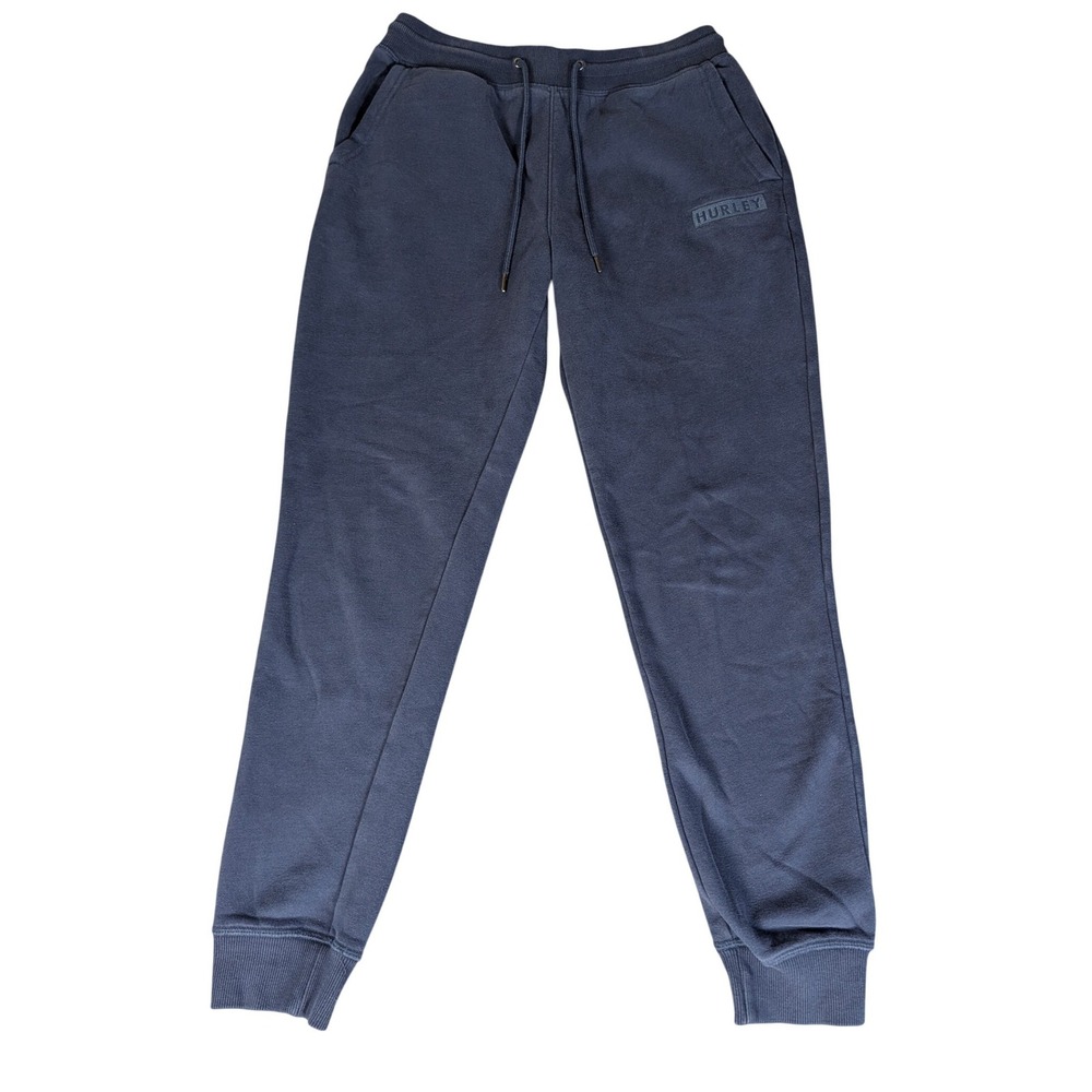 Hurley Mens Navy Blue Fleece Jogger Sweatpants Tapered Surf Pants Logo S